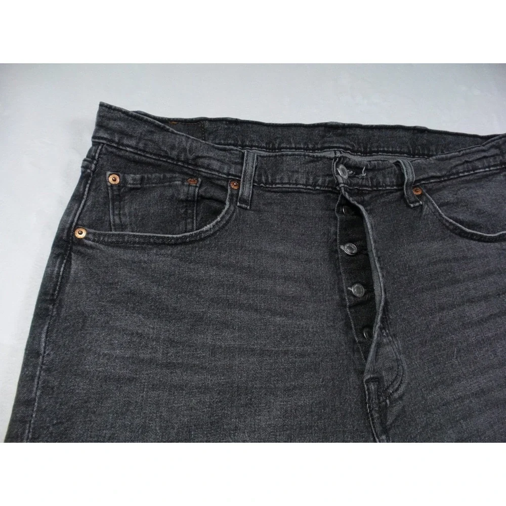 Levis Jeans‎ Mens Size 38 x 30 Gray Denim 501 Button Fly Straight Leg Stretch